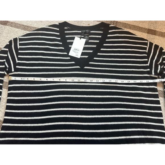 Nordstrom Halogen 100% Cashmere Sweater Women’s Medium Stripe Oversized Black - Picture 5 of 7